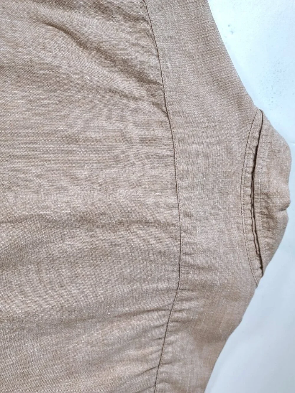 banana republic 100% linen shirt mens m beige standard fit button short sleeve
